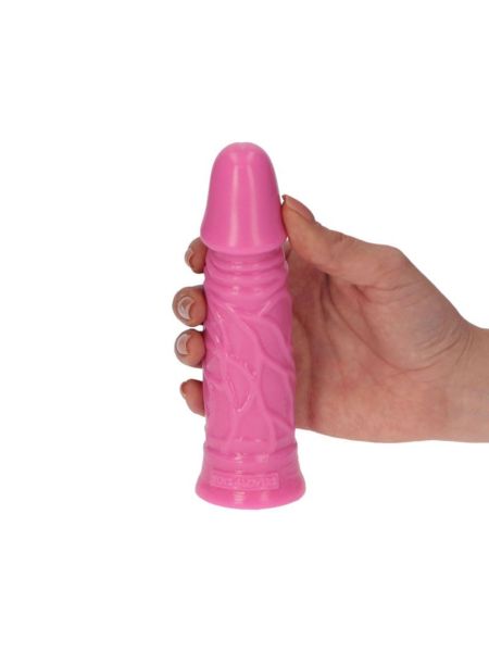 Dildo małe różowe gumowe żylaste z przyssawką 13cm - 3