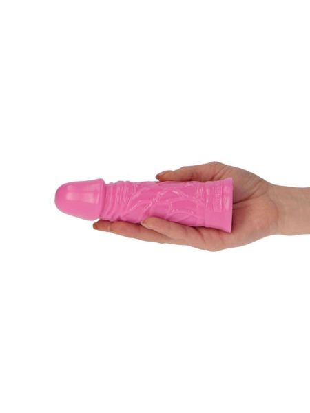 Dildo małe różowe gumowe żylaste z przyssawką 13cm - 8