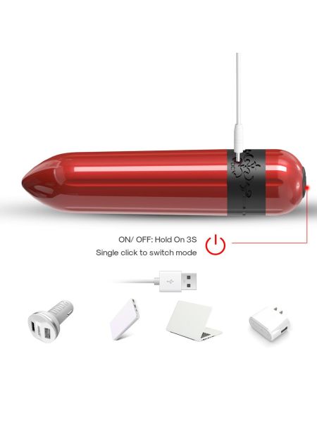 Mini wibrator mały masażer łechtaczki 7 cm 9 trybów czerwony - 4