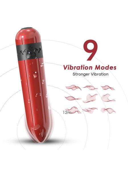 Mini wibrator mały masażer łechtaczki 7 cm 9 trybów czerwony - 8