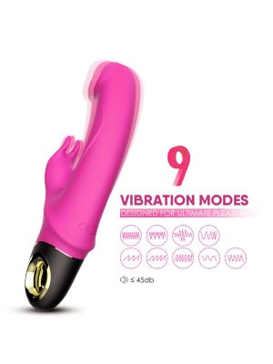 Wibrator królik z masażerem łechtaczki 22 cm 9 trybów różowy - image 2