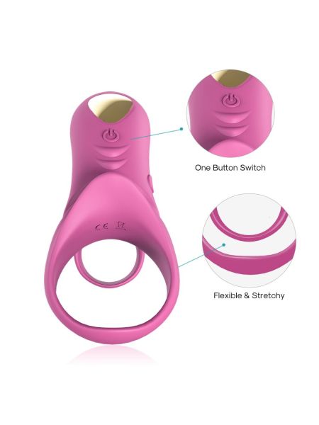 Pierścień erekcyjny wibrujący na penisa 9 trybów różowy - 8