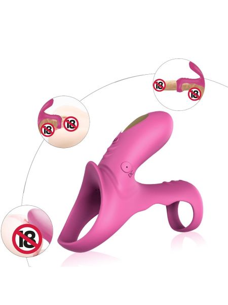 Pierścień erekcyjny wibrujący na penisa 9 trybów różowy - 9