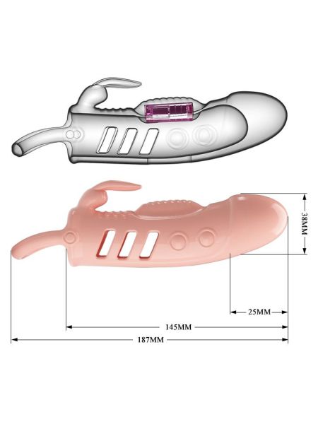 Nakładka na penisa z wibracjami i króliczkiem powiększa i pogrubia - 8