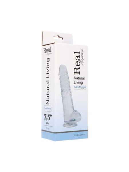 Ogromny żylasty penis z przyssawką i jadrami dildo 19 cm - 4