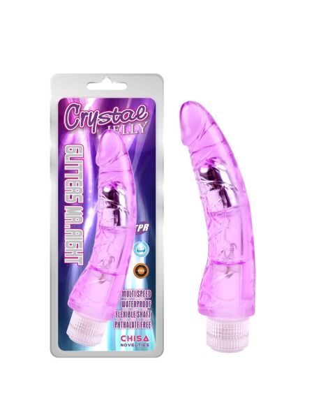 Wibrator penis realistyczny smukły żelowy 22cm Fioletowy