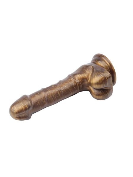 Dildo realistyczne jak penis przyssawka jądra 19cm Złote - 6