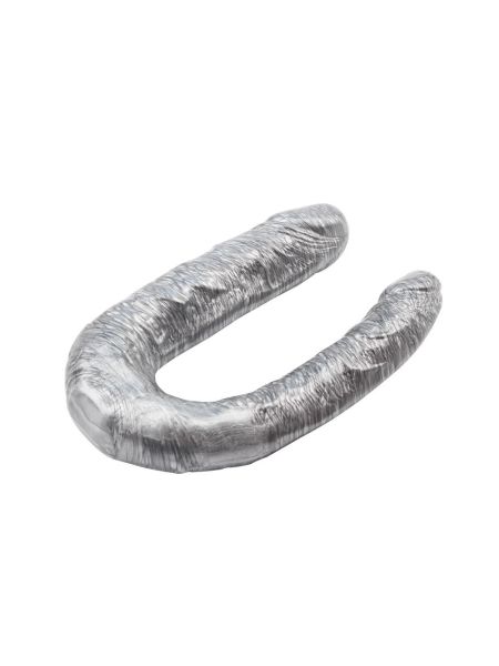 Dildo podwójne analne waginalne realistyczne 17cm srebrne - 5