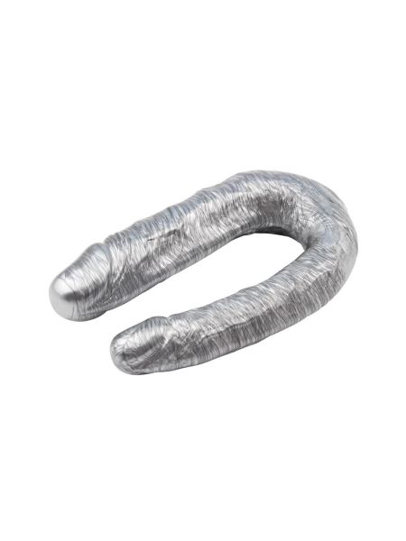 Dildo podwójne analne waginalne realistyczne 17cm srebrne - 6