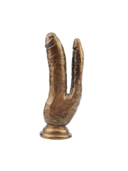 Dildo podwójna penetracja analne waginalne 19cm Złote - 2