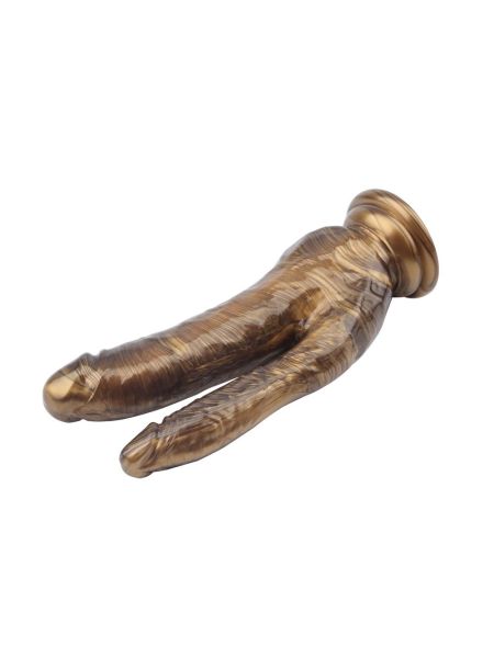 Dildo podwójna penetracja analne waginalne 19cm Złote - 3