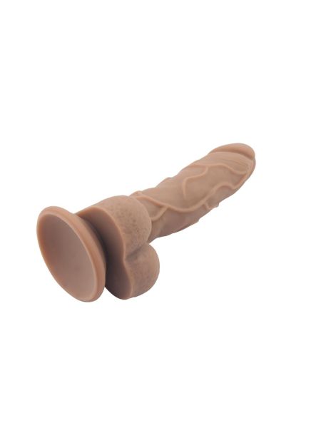 Realistyczne dildo penis jądra przyssawka sex 20cm Brązowy - 4
