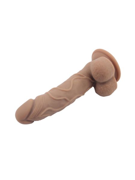Realistyczne dildo penis jądra przyssawka sex 20cm Brązowy - 5