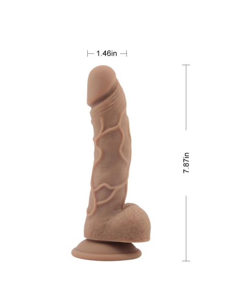 Realistyczne dildo penis jądra przyssawka sex 20cm Brązowy - 6