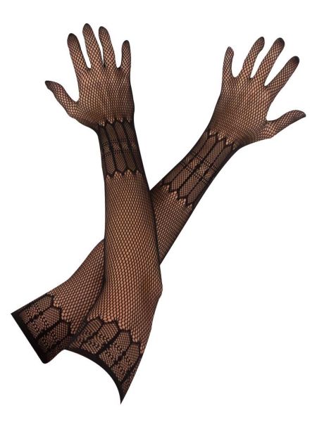 Długie erotyczne rękawiczki z palcami koronka S-L - 10