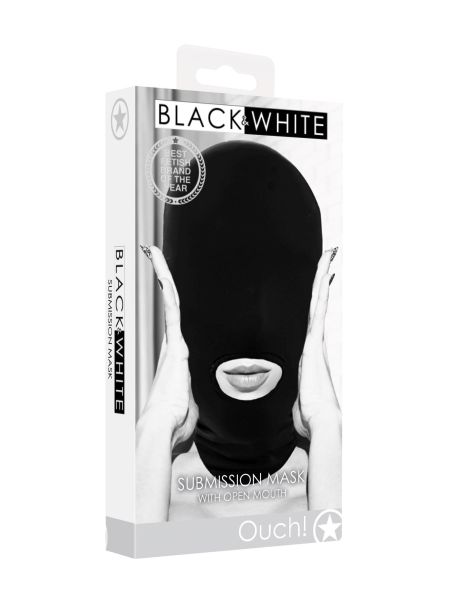 Maska BDSM na oczy i głowę ciemna otwór na usta - 3