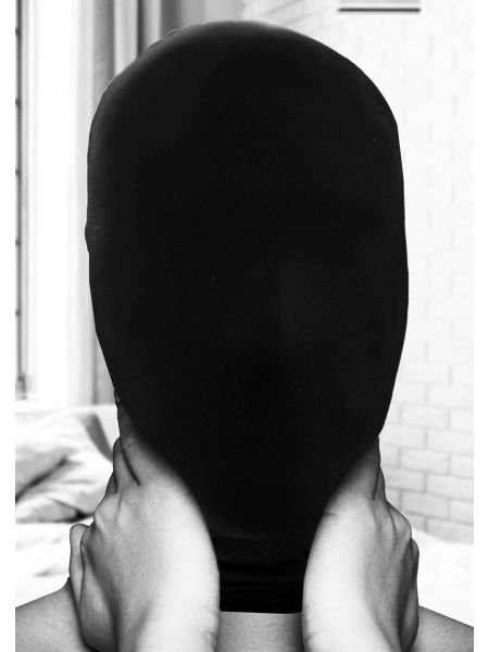 Czarna maska kaptur na głowę spandex BDSM bondage - 2