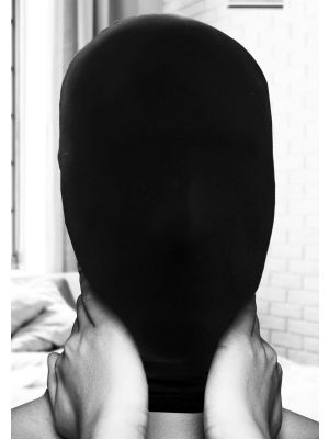 Czarna maska kaptur na głowę spandex BDSM bondage - image 2
