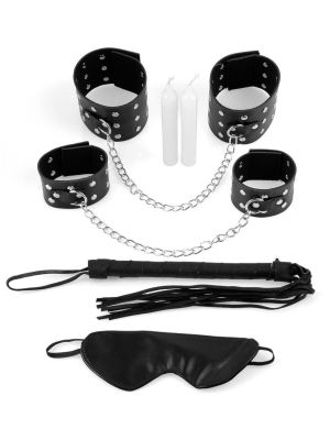 Zestaw do BDSM kajdanki opaska bicz wosk bondage - image 2