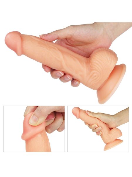 Penis wyżyłowany gruby z przyssawką dildo 18 cm - 3