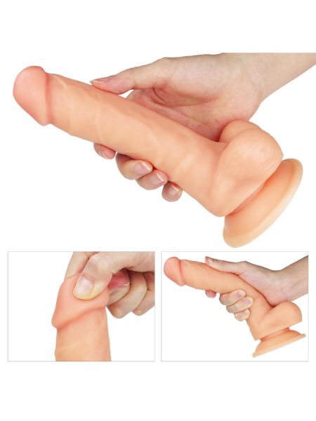 Penis giętki żyły gruby z przyssawką dildo 20 cm - 3