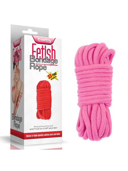 Sznur do wiązania rąk i nóg BDSM 10 m kolor różowy