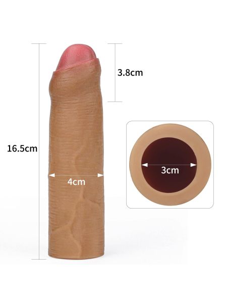 Sylikonowa realistyczna nakładka powiększająca penisa 16,5 cm - 3