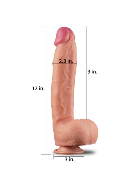 Dildo z przyssawkż grube realistyczne żylaste 30,5cm - 2