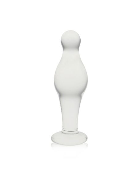 Szklany biały opływowy sex korek analny 11,5 cm