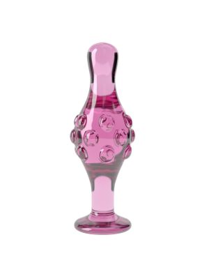 Różowy korek analny z wypustkami szklany stylowy - image 2