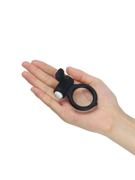 Wibrujący pierścień na penisa silikonowy czarny - 8