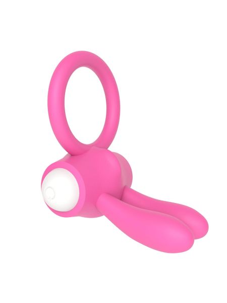 Wibrujący pierścień silikonowy na penisa kolor różowy - 4