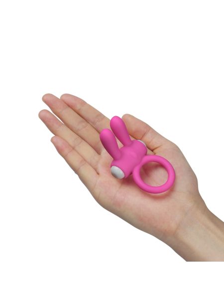 Wibrujący pierścień silikonowy na penisa kolor różowy - 7
