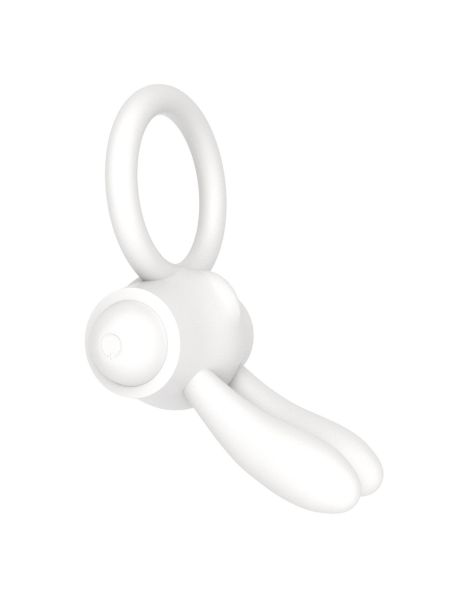 Biały pierścień wibrujący silikonowy na penisa - 4