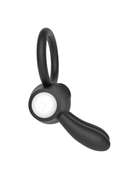 Czarny pierścień wibrujący silikonowy na penisa - 4