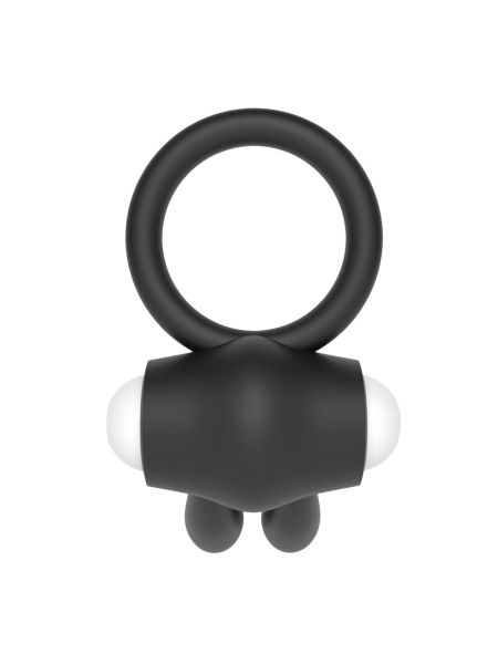 Czarny pierścień wibrujący silikonowy na penisa - 5