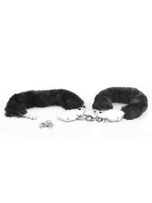 Czarne kajdanki z puszkiem do zabawy BDSM - image 2