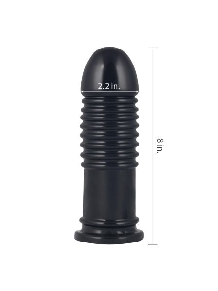 Duży czarny korek analny z pierścieniami 20 cm - 8