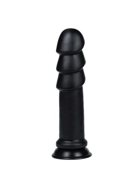 Dildo pofałdowany czarny lateksowy penis z przyssawką 28 cm - 3