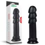 Dildo pofałdowany czarny lateksowy penis z przyssawką 28 cm - 2