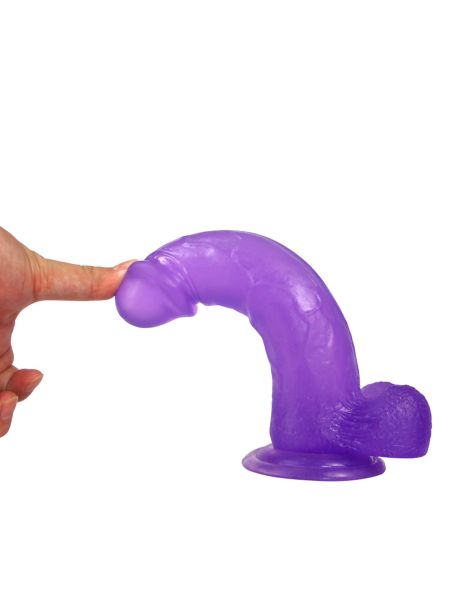 Fioletowe żelowe duże dildo z przyssawką giętki - 3