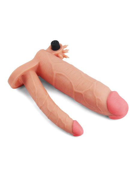 Sylikonowa nakładka na penisa z dodatkowym dildo i wypustkami - 4