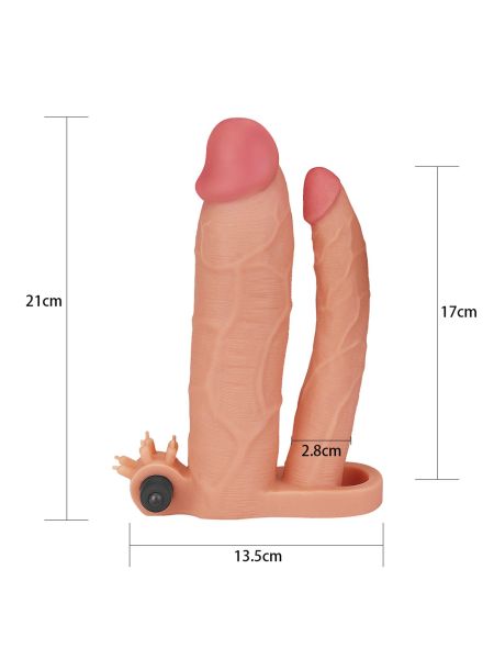 Sylikonowa nakładka na penisa z dodatkowym dildo i wypustkami - 6