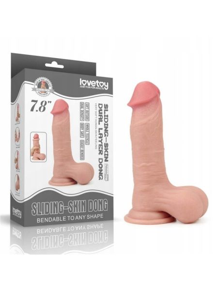 Giętkie grube żylaste dildo z jądrami 19,5 cm - 3