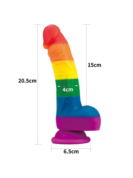 Elastyczne tęczowe dildo giętkie z przyssawką 20,5 cm - 2