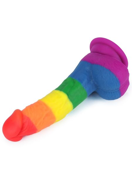 Elastyczne tęczowe dildo giętkie z przyssawką 20,5 cm - 3