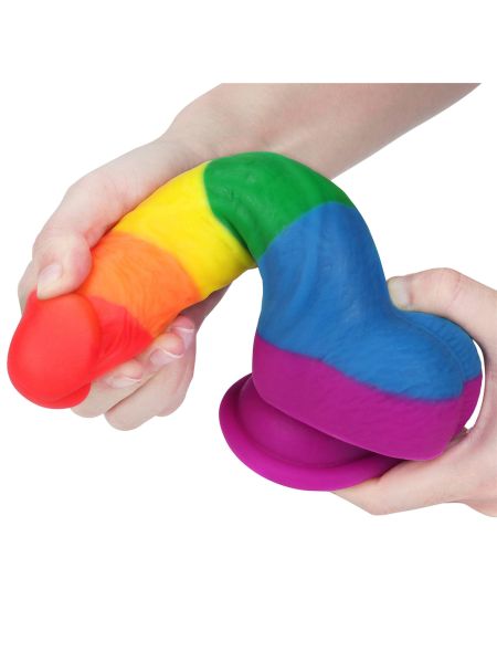 Elastyczne tęczowe dildo giętkie z przyssawką 20,5 cm - 7