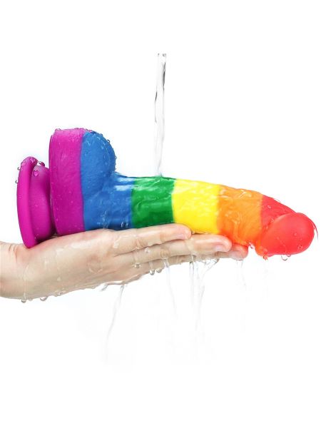 Elastyczne tęczowe dildo giętkie z przyssawką 20,5 cm - 10