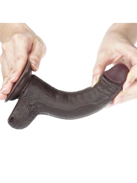 Żylaste dildo czarny gruby penis z przyssawka - 4