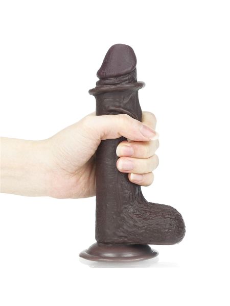 Żylaste dildo czarny gruby penis z przyssawka - 5